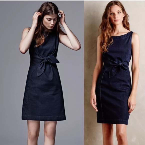 Anthropologie Dresses & Skirts - ANTHROPOLOGIE HOLDING HORSES CLARA TIE KNOT DENIM DRESS